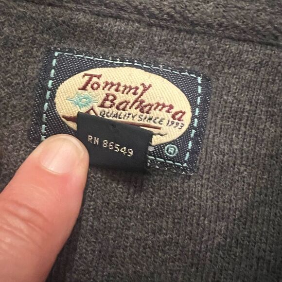 Tommy Bahama Men's Quarter Zip Knit Pullover Sweater Gray Cotton Size Large - Picture 5 of 10